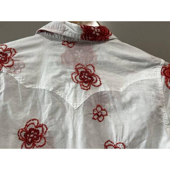 Ariat Western Rodeo Indie Long Sleeve White Embroidered Pearl Snap Shirt ,Small - Picture 3 of 8